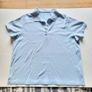 Lands' End Size 1X 16W-18W Plus Size 100% Cotton Sky Blue Polo Shirt Golf Tennis
